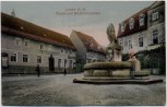 Präge-AK Lucka in Thüringen Markt mit Wettinbrunnen 1910 RAR mit Restaurant zum goldenen Stern 1910 RAR
