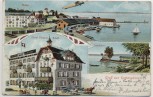 VERKAUFT !!!   AK Litho Gruß aus Romanshorn Hafen Zeppelin Hotel Pension Schiff Bodensee Thurgau Schweiz 1912 RAR
