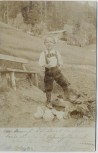 VERKAUFT !!!   AK Foto Gasthaus Veitenhof Kind mit Pfeife Kaisertal Kufstein Tirol Österreich 1901 RAR