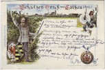 VERKAUFT !!!   AK Schützen-Gruß aus Cöthen Köthen Schütze Gewehr Wappen 1900 RAR
