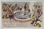 VERKAUFT !!!   AK Gruss aus Bad Warmbrunn im Riesengebirge Cieplice Śląskie-Zdrój bei Hirschberg Jelenia Góra Comic Schlesien Polen 1924