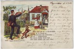 AK Litho Soldat Reserve Wiedersehen Hund 1904