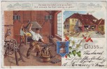 AK Litho Gruss aus ... Schmiede Ambos Schmied 1902