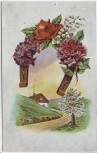 Künstler-AK Hufeisen mit Blumen Landschaft 1920