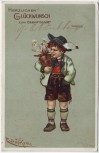 Künstler-AK Herzlichen Glückwunsch zum Geburtstag Junge in Lederhose E. Döcker 1905