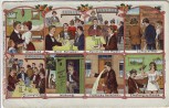 AK Litho Comic Abschied Schoppen Empfang Mann und Frau 1910