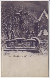 Künstler-AK Gruss aus Frankfurt am Main Peterskirchhof im Winter Peterskirche 1900 RAR