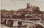 AK Foto Meissen Albrechtsburg und Dom mit Brücke Schiff 1927