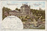 Litho Gruss von der Marienburg bei Köln am Rhein 1897