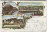 Litho Werden an der Ruhr Gruss von der Platte Restauration Kreuzenbeck Essen 1898