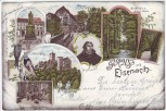 Litho Gruss aus Eisenach Luther Wartburg Hohe Sonne ... 1897