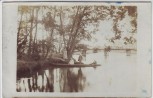 AK Foto Laubsdorf Holzbrücke Menschen Boot bei Neuhausen an der Spree 1927