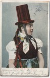 AK Volkstracht aus dem Elztal Schwarzwald Frau mit Zylinder 1906