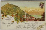 AK Litho Gruss vom Leopoldsberg Döbling Wien Ortsansicht mit Wappen 1894 RAR