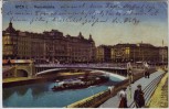 AK Wien I. Marienbrücke mit Schiff Menschen Österreich 1921