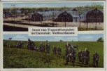 AK Gruss vom Truppenübungsplatz Wellblechhausen Soldaten bei Darmstadt Griesheim 1921