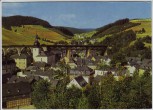 AK Foto Ludwigsstadt im Frankenwald Ortsansicht mit Eisenbahnbrücke 1970