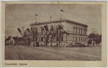 VERKAUFT !!!   AK Neutomischel Nowy Tomyśl Blick auf Rathaus mit Fahnen Posen Polen 1942 RAR