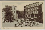 AK Foto Jena Holzmarkt mit Menschen Straßenbahn 1955