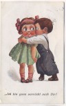 Künstler-AK 2 Kinder Ich bin ganz verrückt nach Dir ! 1913