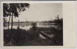 AK Foto Groß Köris Blick auf Badestrand und Kirche 1955