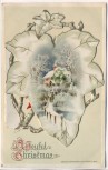 Präge-AK Klappkarte A Joyful Christmas Efeu mit Winterstern John Wisch 1914 RAR