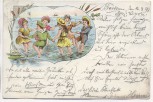 AK Litho Kinder am Strand spielend 1899