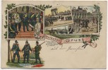 AK Litho Deutscher Gruss Kaiser Proklamation Wilhelm der Grosse 1871 gel. 1908