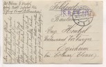 AK Glückliches Neujahr Soldat mit Gewehr und Pickelhaube an Frau denkend Hufeisen Feldpost Allenstein 1915