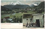 AK Gruß aus Bertesgaden mit Bergwerk Ausfahrt Menschen 1910