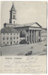 AK Karlsruhe Stadtkirche mit Oldtimer 1906