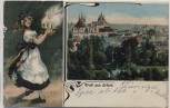 AK Gruß aus Erfurt Frau mit Klösen Ortsansicht Reservelazarett Tivoli Feldpost 1915