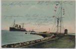 AK Nordseebad Cuxhaven Signalstation mit Schnelldampfer Deutschland 1910