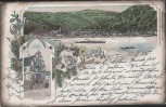 Litho Gruss aus Lorch Rheingau Hilgenhaus 1905