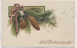 Präge-AK Patriotika Beste Weihnachtsgrüsse Glocke mit Zapfen 1910