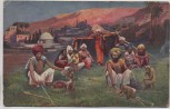 AK Hamburg Stellingen Hagenbeck's größte indische Völkerschau der Welt Inder mit Affen 1910