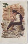 AK Trachten Oesterr. Ungarische Volkstypen Sensenreparatur 1912