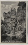 AK Foto Fels Rauenstein Lehmannschlucht b. Wehlen Sächs. Schweiz Landpoststempel Naundorf 1957