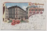 VERKAUFT !!!   Litho Gruss vom Restaurant Stadt Rom in Brand Erbisdorf Sachsen 1904 RAR