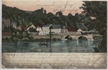 AK Leisnig Mulde mit Brücke 1907