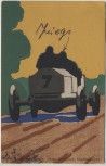 Künstler-AK Hugo Bestehorn Rennwagen Magdeburg Feldpost 1914