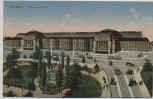 AK Leipzig Hauptbahnhof mit Platz 1913