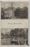 AK Gruß aus Biegen Mark Schloß Dorfteich b. Briesen Landpoststempel 1932 RAR