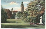 AK Leipzig Neues Gellertdenkmal und Blick nach dem neuen Rathaus 1910