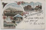 Litho Gruss aus Salzhemmendorf Bahnhof Apotheke Kirche 1898 RAR