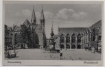 AK Braunschweig Altstadtmarkt mit Brunnen Menschen Seitenwagen 1940