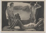 VERKAUFT !!!   Künstler-AK Ernst Liebermann Am Gestade Akt 3 Frauen München Haus der Deutschen Kunst HDK 317 1935