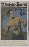 Künstler-AK Leipzig 12. Deutsches Turnfest Nr. 3 Der Gerwerfer Speerwerfer 1913