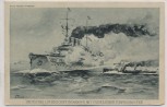 VERKAUFT !!!   Künstler-AK Willy Tiedjen Deutsches Linienschiff im Kampfe mit feindlichen Torpedobooten 1. WK Marine Feldpost 1914