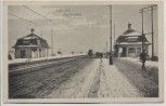 AK Leipzig Zeppelinbrücke im Winter mit Straßenbahn 1915